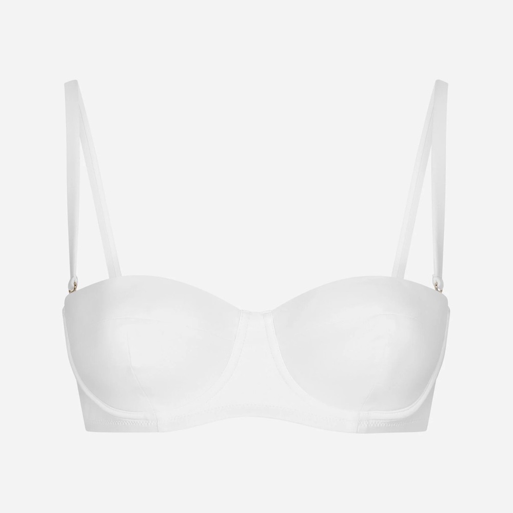 100% auth NWT Dolce & Gabbana White Balconette Bikini Top Sz II IT S